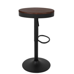 Krzesło barowe VOLT regulowane czarne / ciemny wiąz