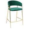 Krzesło barowe MARGO 65 ciemny zielony - welur, podstawa złota