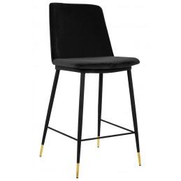 Krzesło barowe DIEGO 65 czarne - welur, podstawa czarno złota