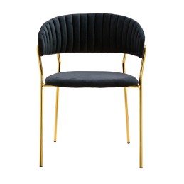 Krzesło MARGO czarne - welur, podstawa złota