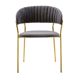 Krzesło MARGO ciemny szary - welur, podstawa złota
