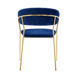Krzesło MARGO ciemny niebieski - welur, podstawa złota