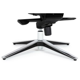 Fotel biurowy LOUNGE BUSINESS czarny z podnóżkiem - sklejka orzech, skóra naturalna, stal polerowana