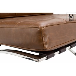 MODESTO fotel BARCELON VINTAGE PU - ekoskóra, stal polerowana