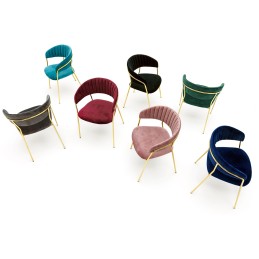 Krzesło MARGO ciemny niebieski - welur, podstawa złota