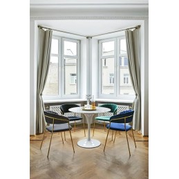 Krzesło MARGO ciemny niebieski - welur, podstawa złota