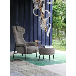 Fotel TEDDY GRAND ciemny brązowy z podnóżkiem King home - 2