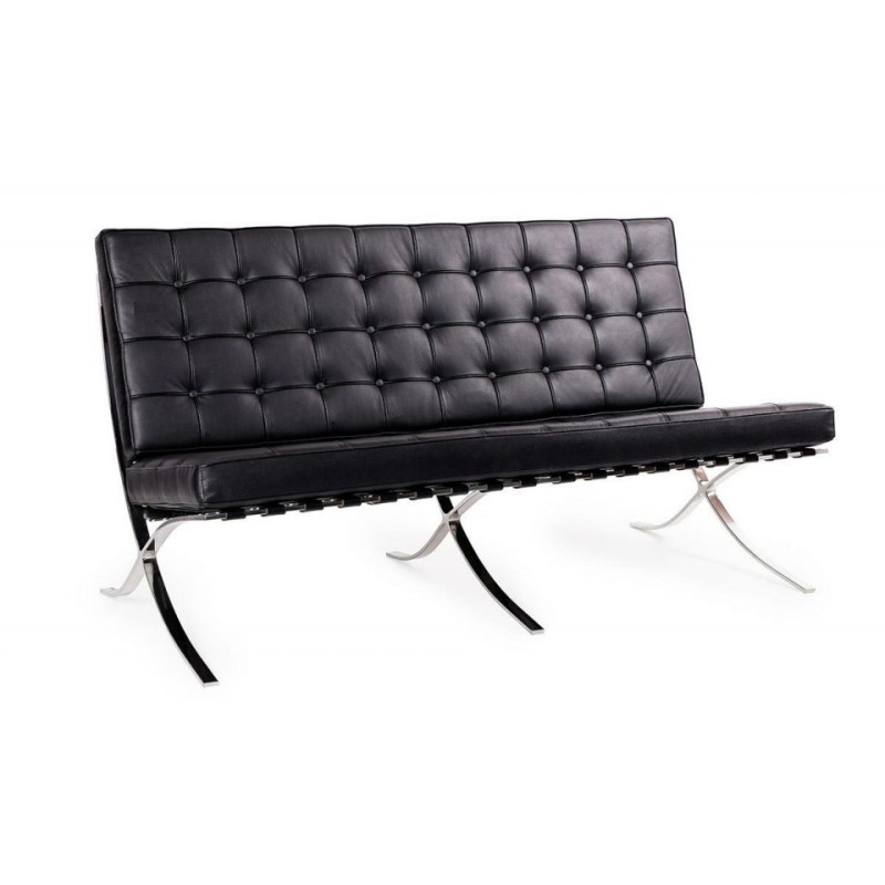 BARCELON Dreisitzer-Sofa schwarz – italienisches Naturleder, Chrom King home - 1