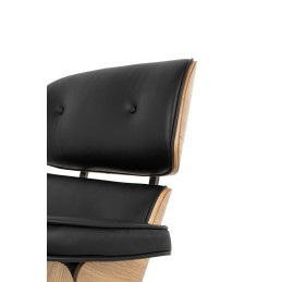 Fotel LOUNGE HM czarny / jesion z podnóżkiem