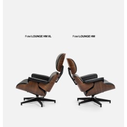 Fotel LOUNGE HM XL czarny / orzech z podnóżkiem