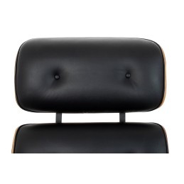 Fotel LOUNGE HM XL czarny / orzech z podnóżkiem