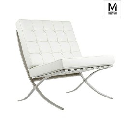 MODESTO fotel BARCELON biały - ekoskóra, stal polerowana
