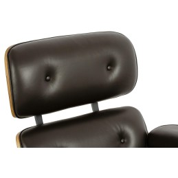 Fotel LOUNGE HM brązowy / orzech z podnóżkiem