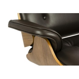 Fotel LOUNGE HM brązowy / orzech z podnóżkiem