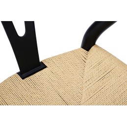 Krzesło WISHBONE czarne - drewno bukowe, naturalne włókno