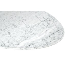 Stół TULIP ELLIPSE MARBLE CARRARA biały - blat owalny marmurowy, metal