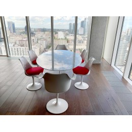 Stół TULIP ELLIPSE MARBLE CARRARA biały - blat owalny marmurowy, metal