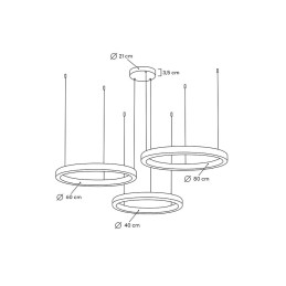 Lampa wisząca RING 40 + 60 + 80 złota na jednej podsufitce