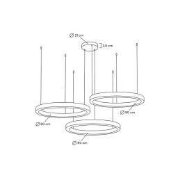 Lampa wisząca RING 80 + 80 + 80 złota na jednej podsufitce