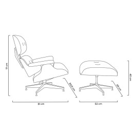 Fotel LOUNGE HM XL czarny / orzech z podnóżkiem