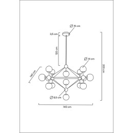 MOOSEE lampa wisząca ASTRIFERO 15 czarna