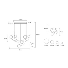 Lampa wisząca CAPRI LINE 3 złota - 180 LED, aluminium, szkło
