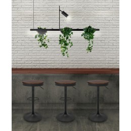 Krzesło barowe VOLT regulowane czarne / ciemny wiąz