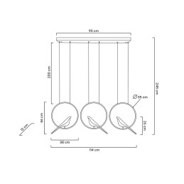 MOOSEE lampa wisząca BIRD LINE złota