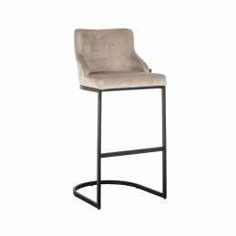 RICHMOND krzesło barowe BOLTON 76 khaki - welur, czarna podstawa