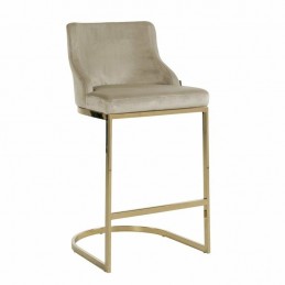 RICHMOND krzesło barowe BOLTON 75 khaki - welur, złota podstawa