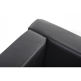 Sofa trzyosobowa SOFT LC2 czarna - włoska skóra naturalna, metal