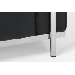 Sofa trzyosobowa SOFT LC2 czarna - włoska skóra naturalna, metal