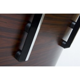 Fotel LOUNGE czarny / orzech - skóra naturalna