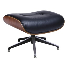 Fotel LOUNGE czarny / róża z podnóżkiem